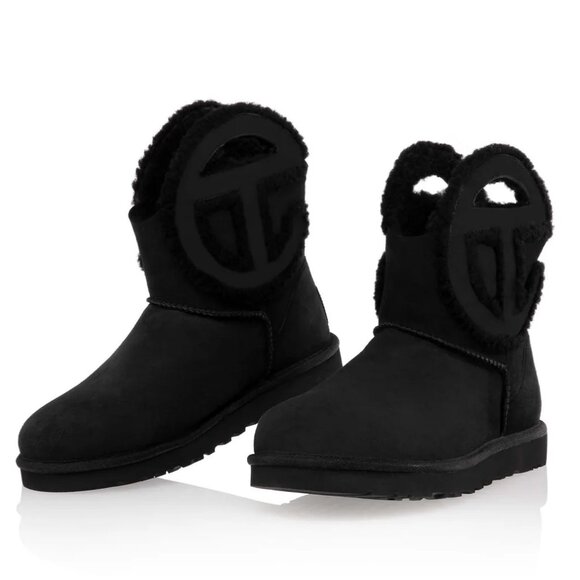 UGG x Telfar Logo Mini Boots in Black Suede Women's 10